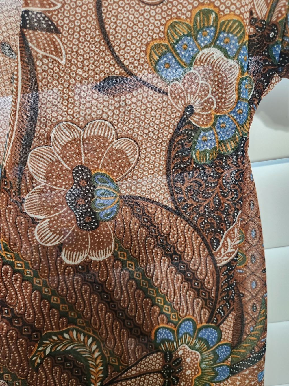 VTG Sue Brett Sheer Short Sleeve Open Front Long Duster In floral print. Sz 9/10 - Picture 7 of 14